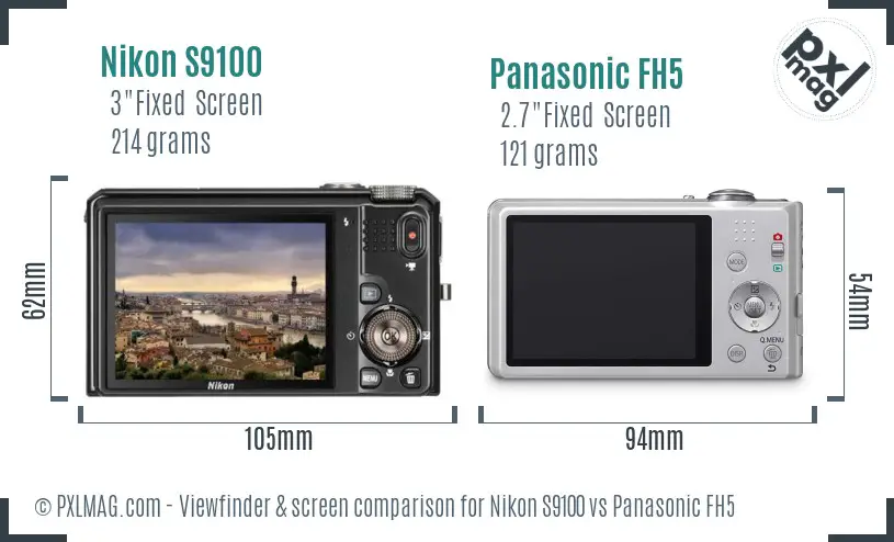 Nikon S9100 vs Panasonic FH5 Screen and Viewfinder comparison