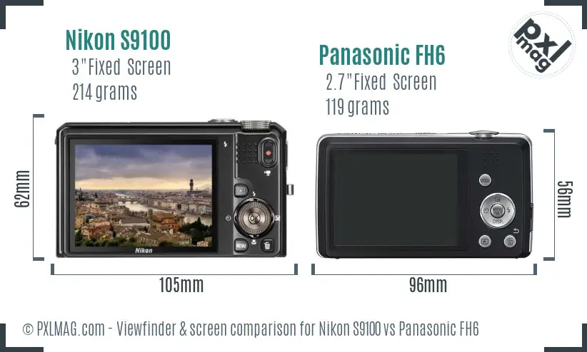Nikon S9100 vs Panasonic FH6 Screen and Viewfinder comparison