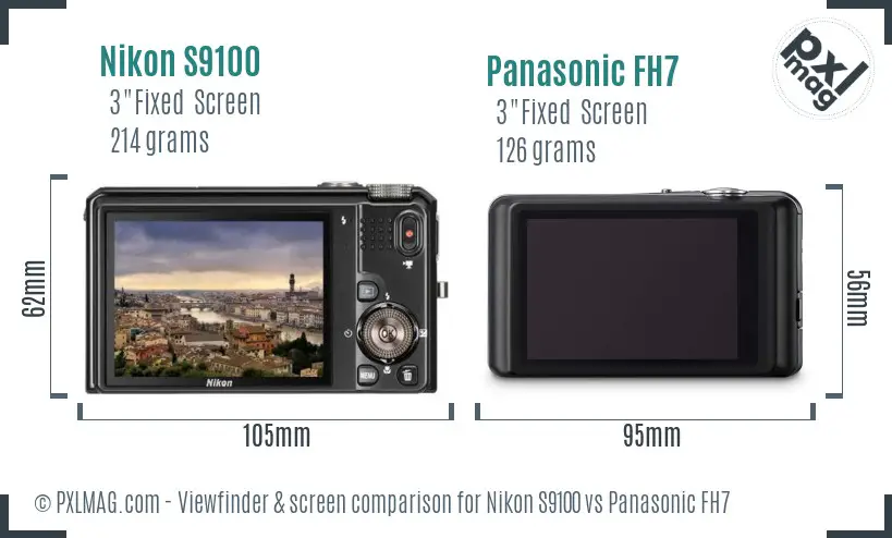 Nikon S9100 vs Panasonic FH7 Screen and Viewfinder comparison