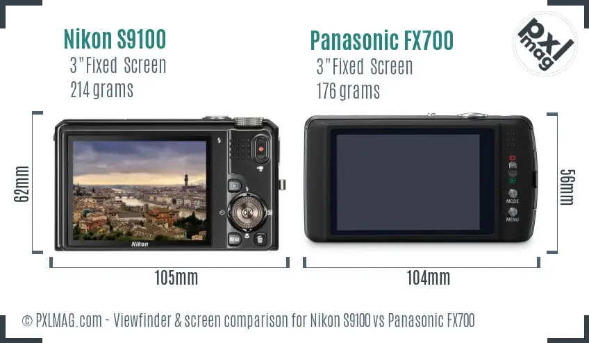 Nikon S9100 vs Panasonic FX700 Screen and Viewfinder comparison