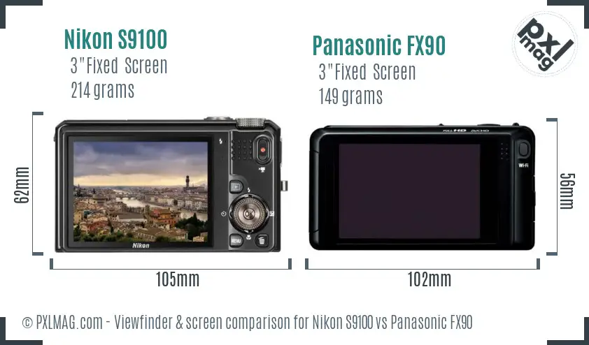 Nikon S9100 vs Panasonic FX90 Screen and Viewfinder comparison