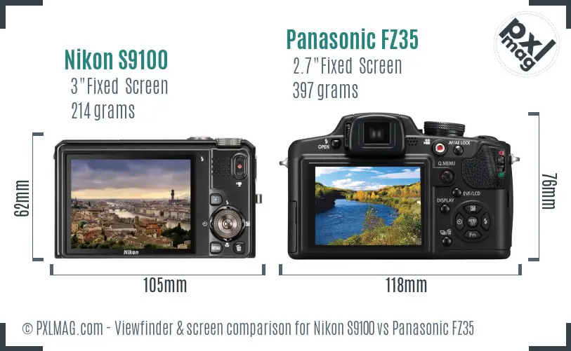 Nikon S9100 vs Panasonic FZ35 Screen and Viewfinder comparison
