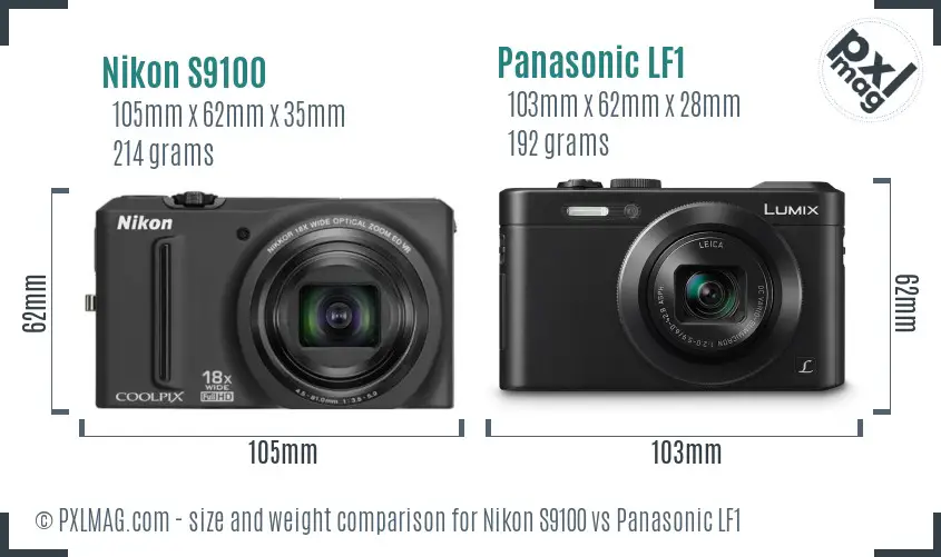 Nikon S9100 vs Panasonic LF1 size comparison Nikon S9100 vs Panasonic LF1 size comparison