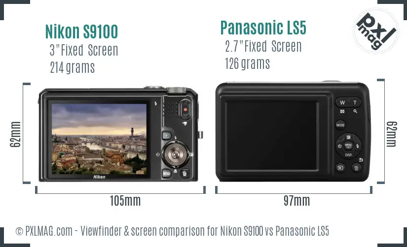 Nikon S9100 vs Panasonic LS5 Screen and Viewfinder comparison