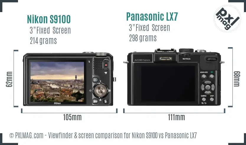 Nikon S9100 vs Panasonic LX7 Screen and Viewfinder comparison