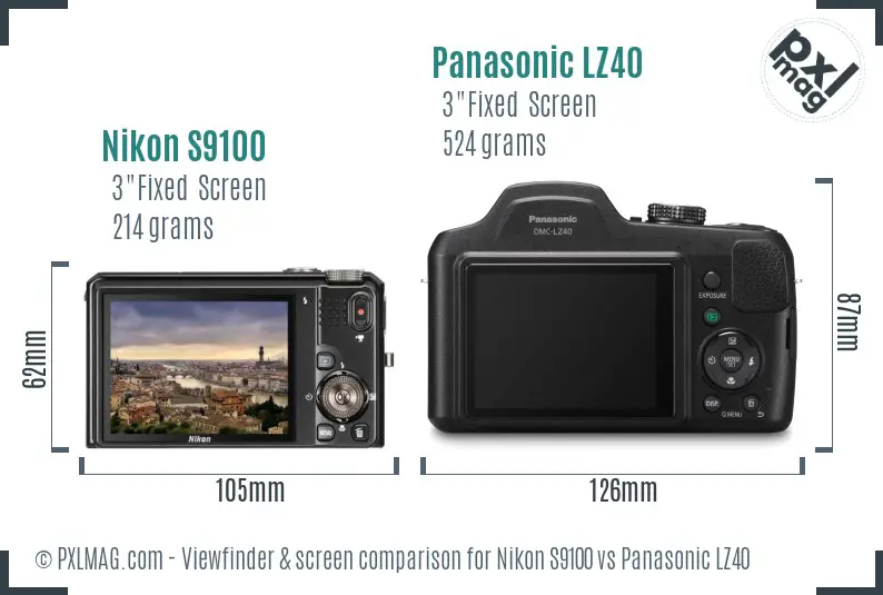 Nikon S9100 vs Panasonic LZ40 Screen and Viewfinder comparison Nikon S9100 vs Panasonic LZ40 Screen and Viewfinder comparison