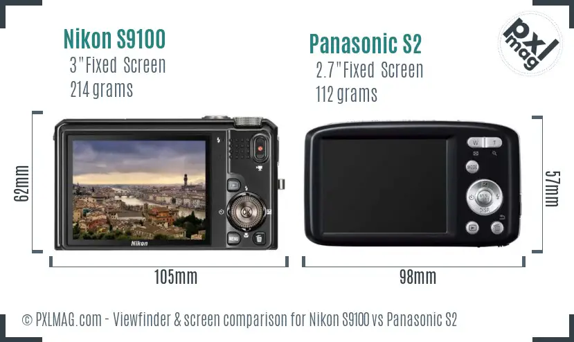 Nikon S9100 vs Panasonic S2 Screen and Viewfinder comparison