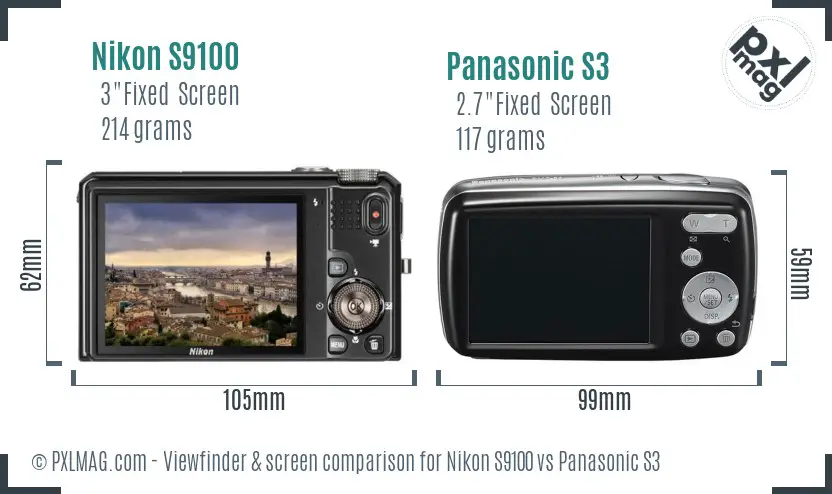Nikon S9100 vs Panasonic S3 Screen and Viewfinder comparison Nikon S9100 vs Panasonic S3 Screen and Viewfinder comparison