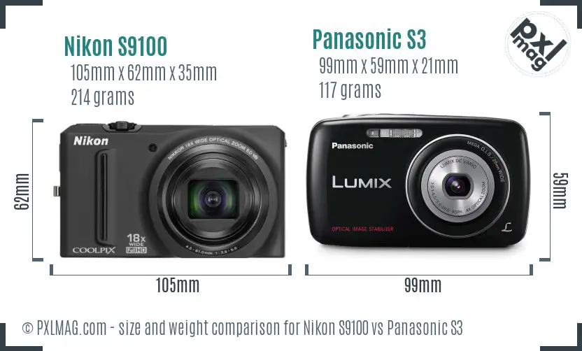 Nikon S9100 vs Panasonic S3 size comparison Nikon S9100 vs Panasonic S3 size comparison