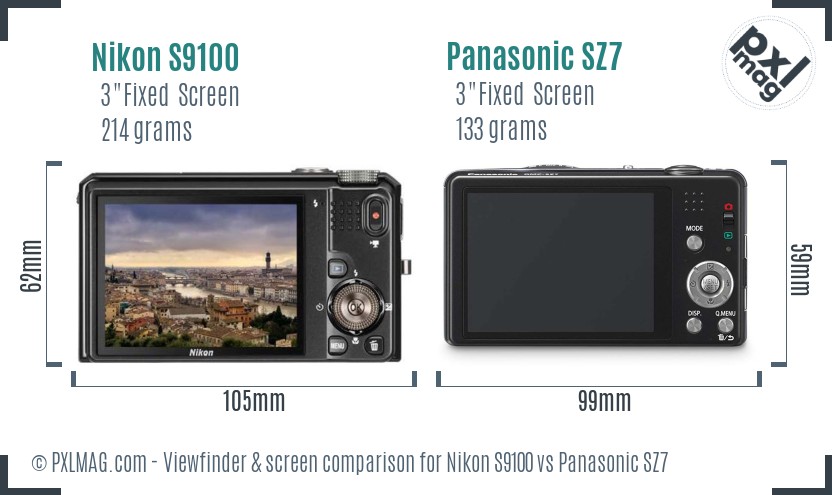Nikon S9100 vs Panasonic SZ7 Screen and Viewfinder comparison