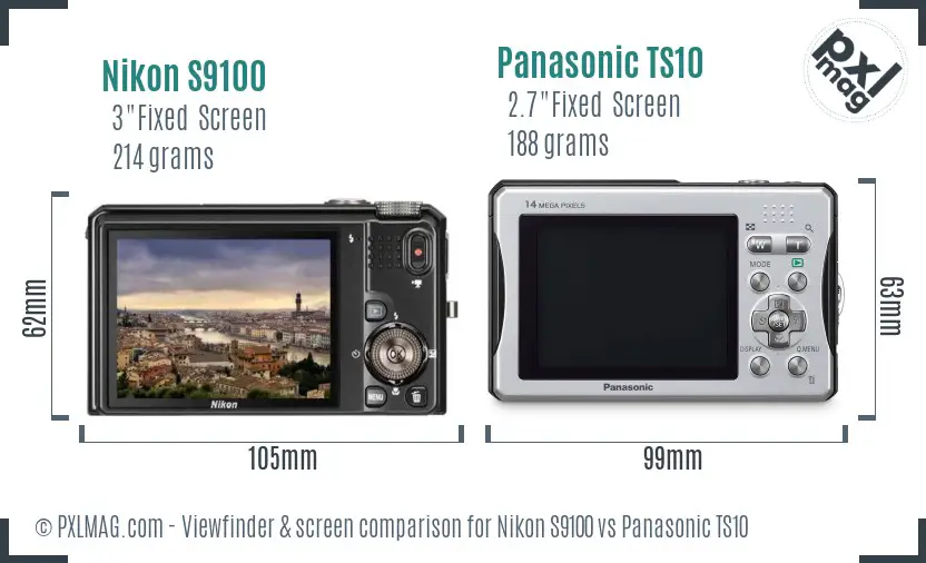 Nikon S9100 vs Panasonic TS10 Screen and Viewfinder comparison