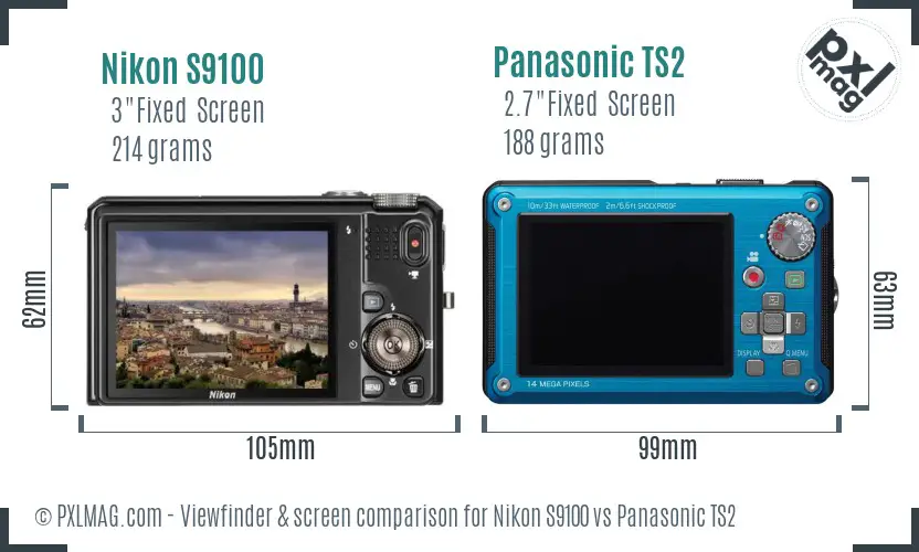 Nikon S9100 vs Panasonic TS2 Screen and Viewfinder comparison