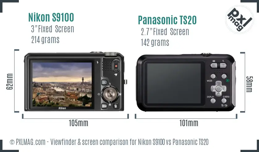 Nikon S9100 vs Panasonic TS20 Screen and Viewfinder comparison