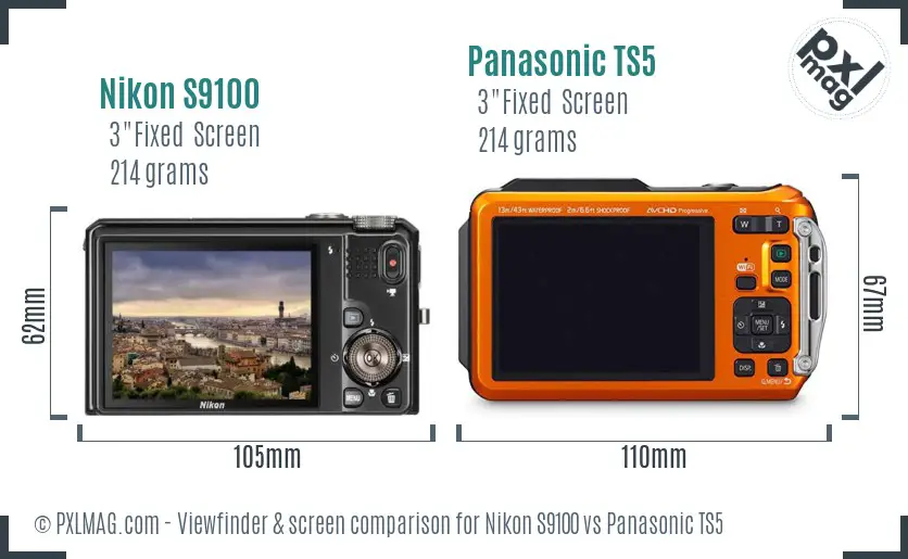 Nikon S9100 vs Panasonic TS5 Screen and Viewfinder comparison