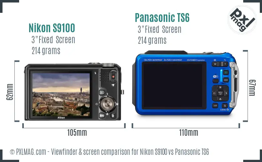 Nikon S9100 vs Panasonic TS6 Screen and Viewfinder comparison