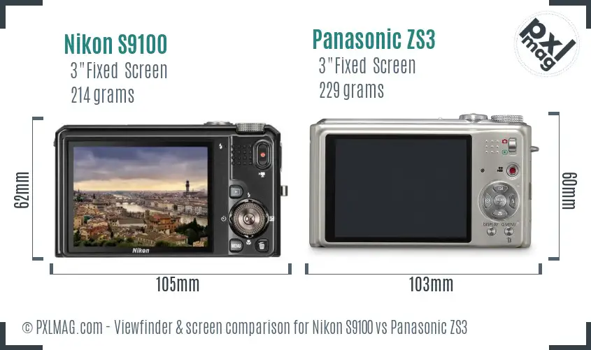 Nikon S9100 vs Panasonic ZS3 Screen and Viewfinder comparison Nikon S9100 vs Panasonic ZS3 Screen and Viewfinder comparison