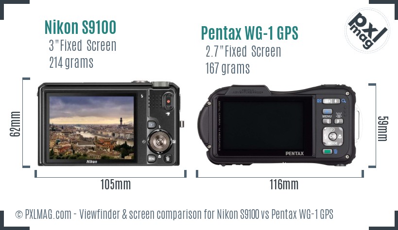 Nikon S9100 vs Pentax WG-1 GPS Screen and Viewfinder comparison