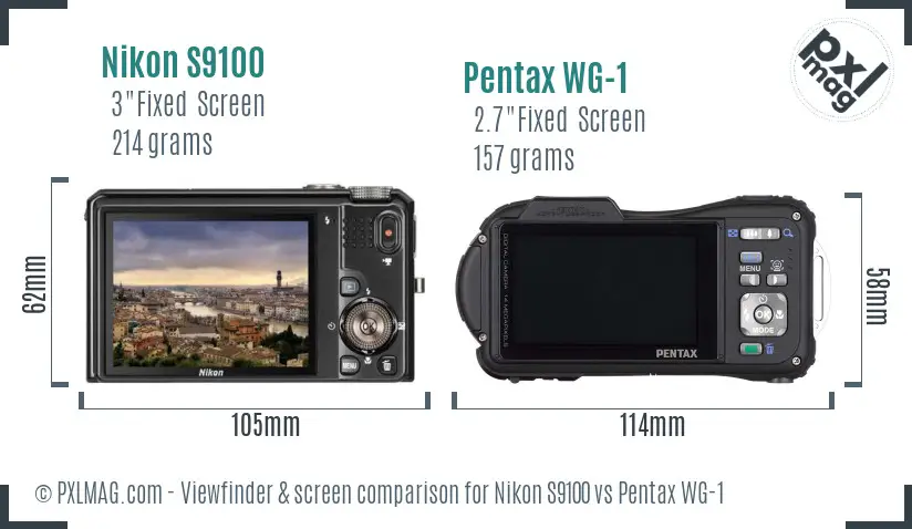 Nikon S9100 vs Pentax WG-1 Screen and Viewfinder comparison