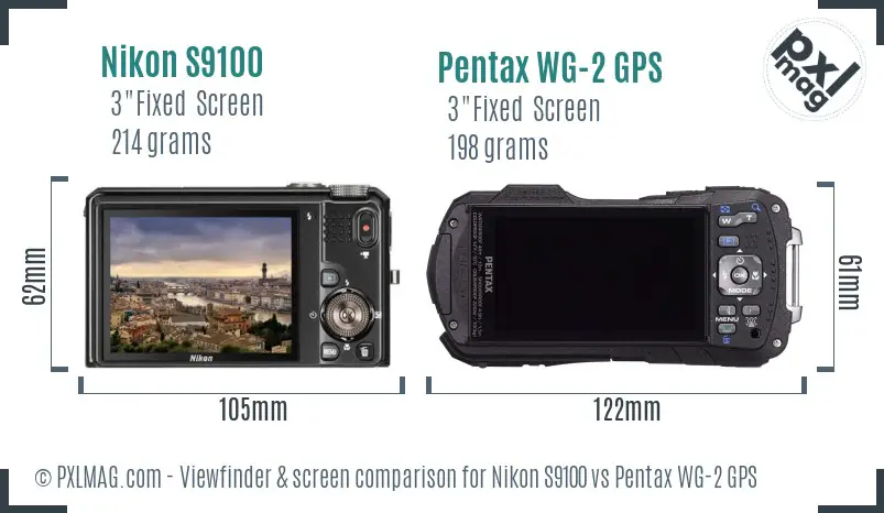 Nikon S9100 vs Pentax WG-2 GPS Screen and Viewfinder comparison