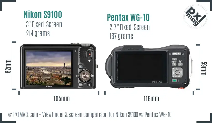 Nikon S9100 vs Pentax WG-10 Screen and Viewfinder comparison