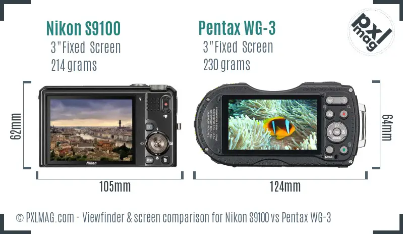 Nikon S9100 vs Pentax WG-3 Screen and Viewfinder comparison