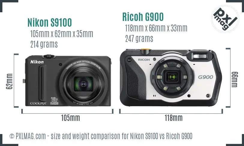 Size and Ergonomics of Nikon S9100 and Ricoh G900