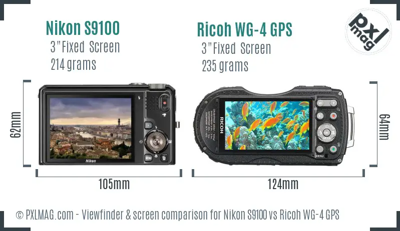 Nikon S9100 vs Ricoh WG-4 GPS Screen and Viewfinder comparison