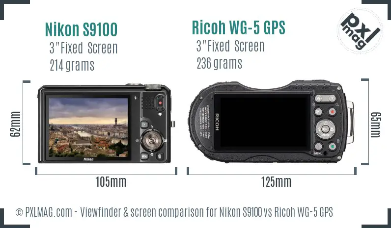 Nikon S9100 vs Ricoh WG-5 GPS Screen and Viewfinder comparison Nikon S9100 vs Ricoh WG-5 GPS Screen and Viewfinder comparison