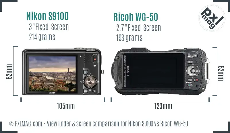 Nikon S9100 vs Ricoh WG-50 Screen and Viewfinder comparison