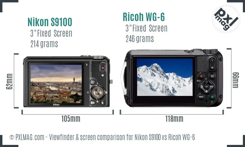 Nikon S9100 vs Ricoh WG-6 Screen and Viewfinder comparison
