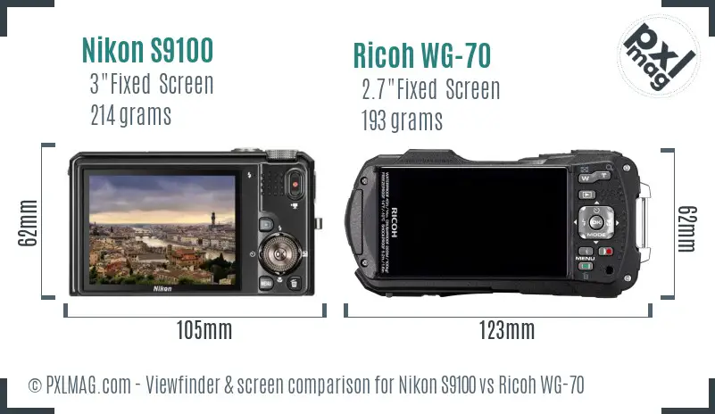 Nikon S9100 vs Ricoh WG-70 Screen and Viewfinder comparison