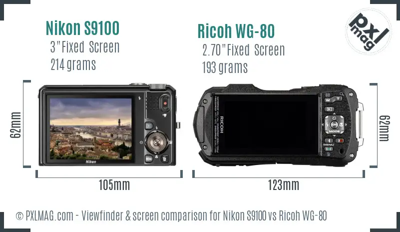 Nikon S9100 vs Ricoh WG-80 Screen and Viewfinder comparison Nikon S9100 vs Ricoh WG-80 Screen and Viewfinder comparison