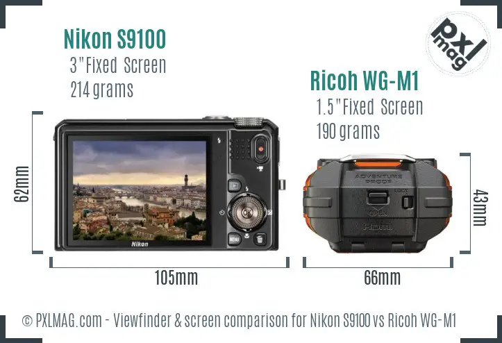 Nikon S9100 vs Ricoh WG-M1 Screen and Viewfinder comparison
