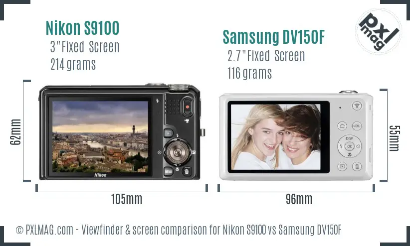 Nikon S9100 vs Samsung DV150F Screen and Viewfinder comparison Nikon S9100 vs Samsung DV150F Screen and Viewfinder comparison