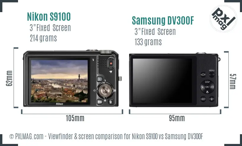 Nikon S9100 vs Samsung DV300F Screen and Viewfinder comparison