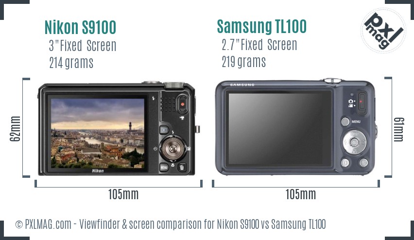 Nikon S9100 vs Samsung TL100 Screen and Viewfinder comparison
