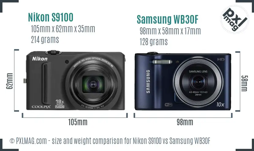 Nikon S9100 vs Samsung WB30F size comparison Nikon S9100 vs Samsung WB30F size comparison