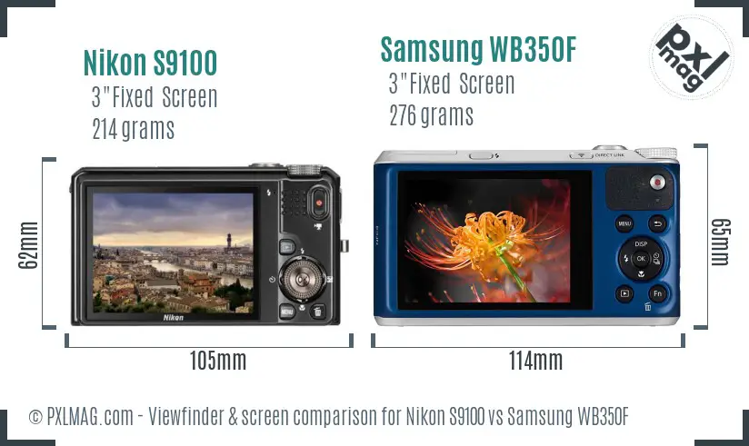 Nikon S9100 vs Samsung WB350F Screen and Viewfinder comparison