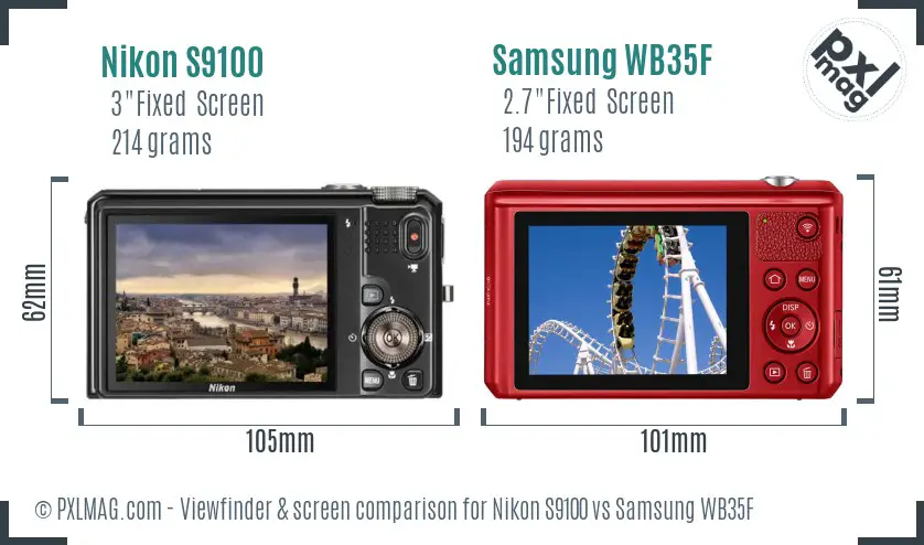 Nikon S9100 vs Samsung WB35F Screen and Viewfinder comparison Nikon S9100 vs Samsung WB35F Screen and Viewfinder comparison