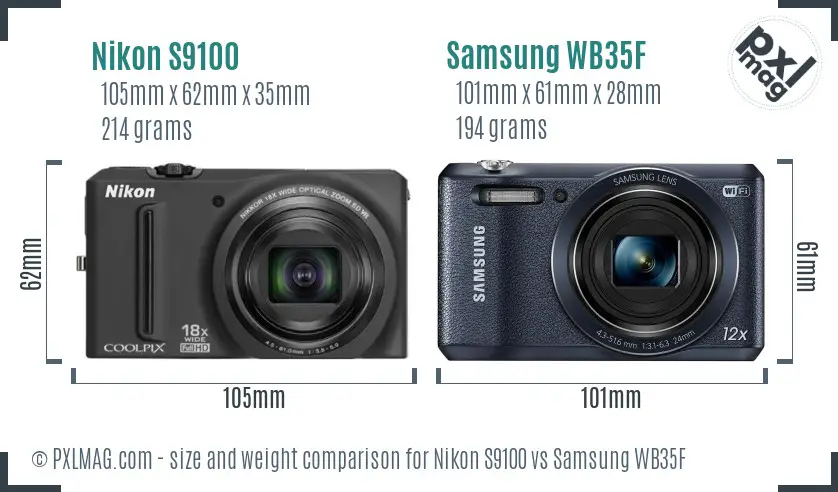 Nikon S9100 vs Samsung WB35F size comparison Nikon S9100 vs Samsung WB35F size comparison