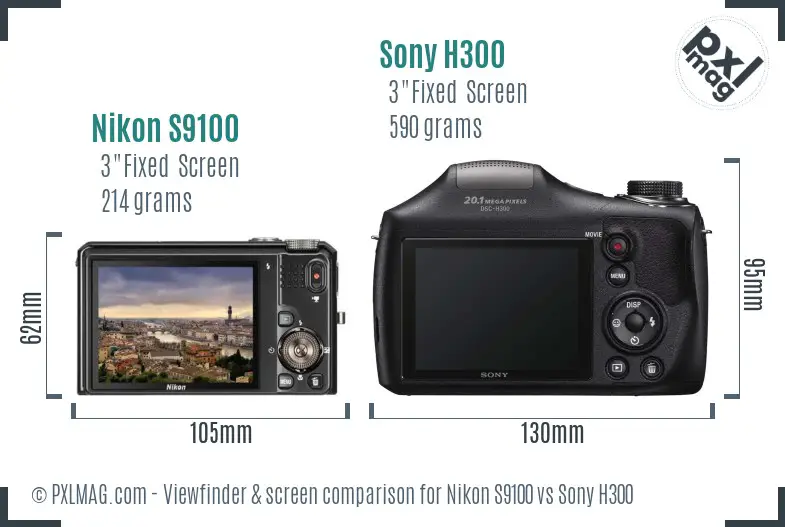 Nikon S9100 vs Sony H300 Screen and Viewfinder comparison