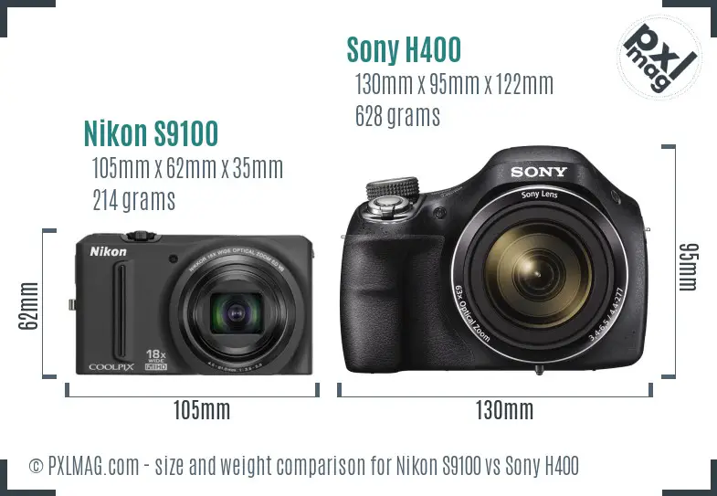 Nikon S9100 vs Sony H400 size comparison Nikon S9100 vs Sony H400 size comparison