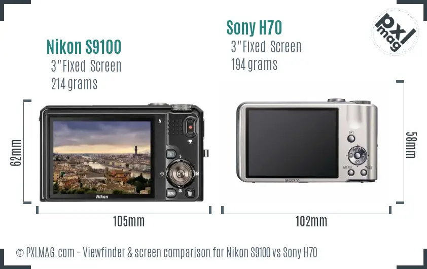Nikon S9100 vs Sony H70 Screen and Viewfinder comparison