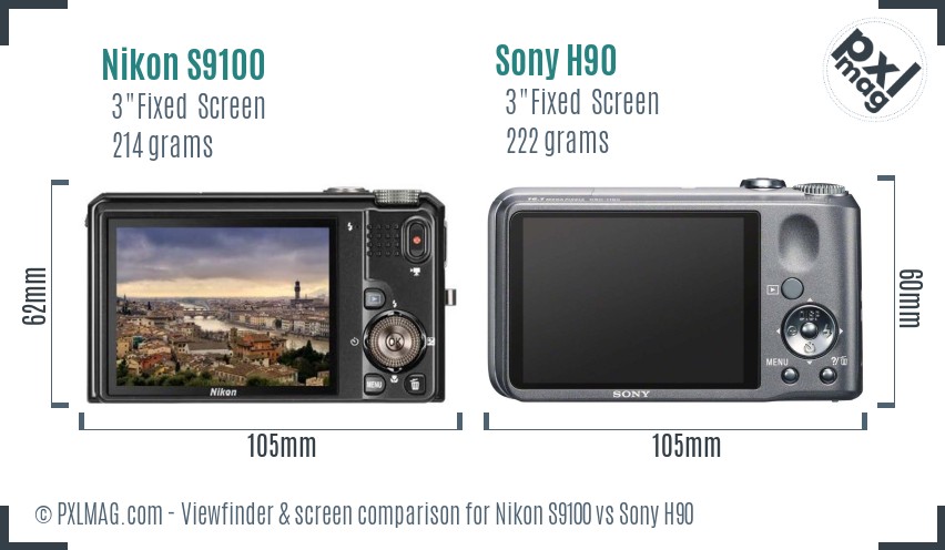 Nikon S9100 vs Sony H90 Screen and Viewfinder comparison