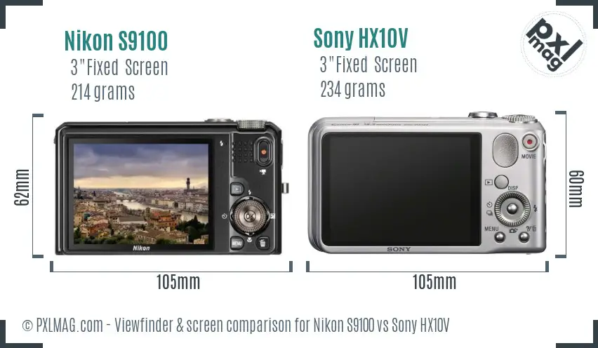 Nikon S9100 vs Sony HX10V Screen and Viewfinder comparison Nikon S9100 vs Sony HX10V Screen and Viewfinder comparison