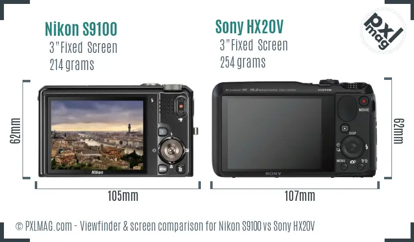 Nikon S9100 vs Sony HX20V Screen and Viewfinder comparison Nikon S9100 vs Sony HX20V Screen and Viewfinder comparison