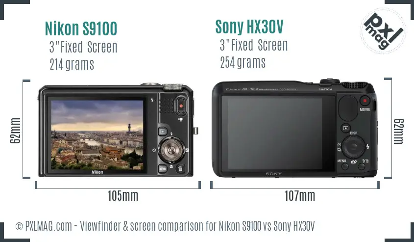 Nikon S9100 vs Sony HX30V Screen and Viewfinder comparison Nikon S9100 vs Sony HX30V Screen and Viewfinder comparison
