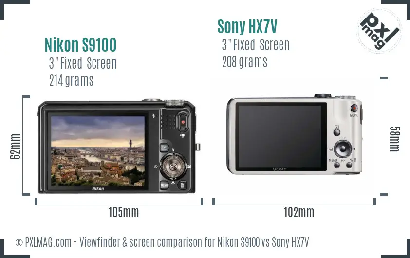 Nikon S9100 vs Sony HX7V Screen and Viewfinder comparison