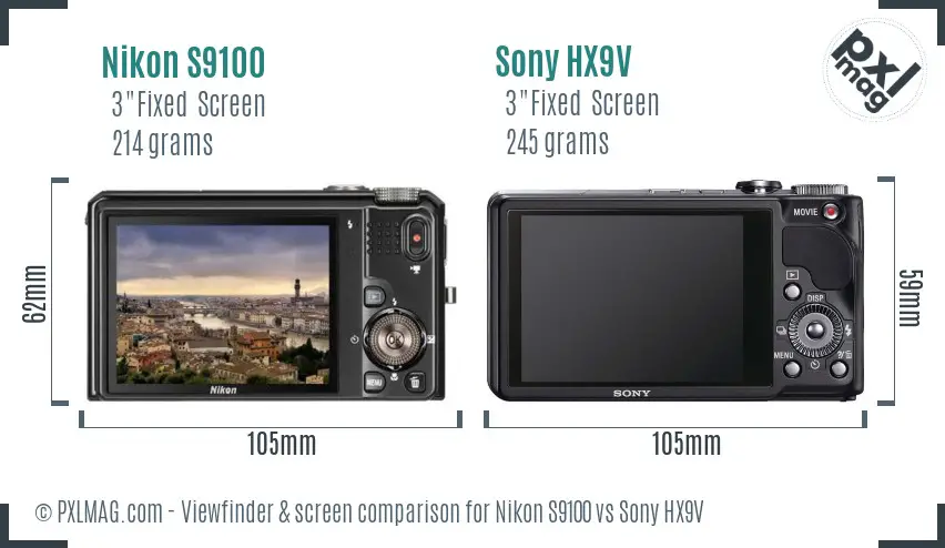 Nikon S9100 vs Sony HX9V Screen and Viewfinder comparison Nikon S9100 vs Sony HX9V Screen and Viewfinder comparison