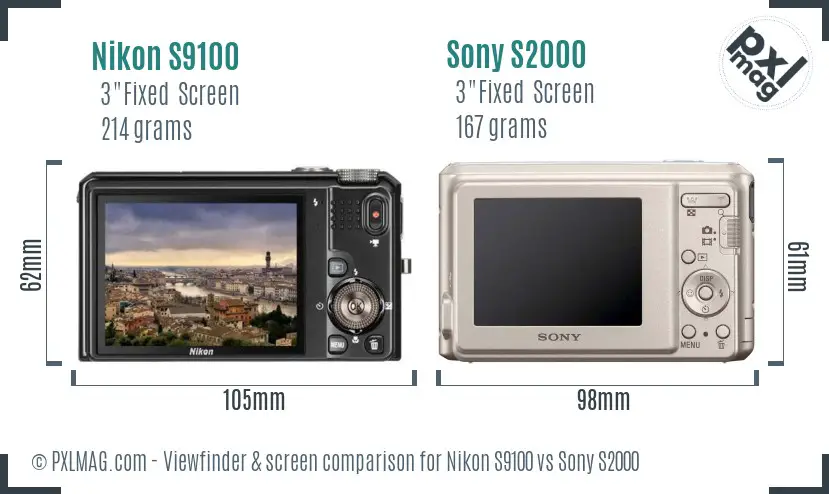 Nikon S9100 vs Sony S2000 Screen and Viewfinder comparison Nikon S9100 vs Sony S2000 Screen and Viewfinder comparison